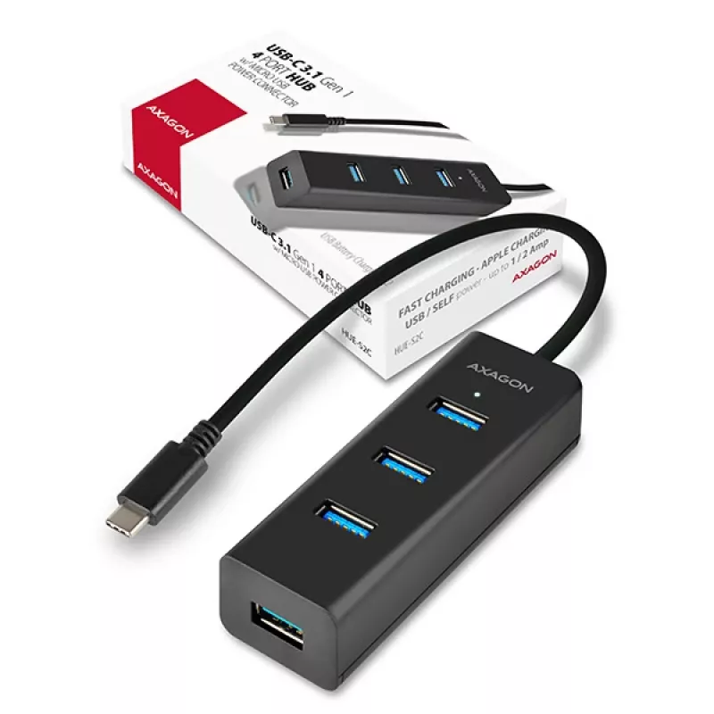 Axagon HUE-S2C interfeisa centrmezgls USB 3.2 Gen 1 (3.1 Gen 1) Type-A 5000 Mbit/s, melns