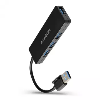 Axagon SuperSpeed USB plāns centrmezgls, USB 3.2 Gen 1 (3.1 Gen 1) Type-A, USB 3.2 Gen 1 (3.1 Gen 1) Type-A, 5000 Mbit/s, melns, plastmasa, 0,14 m