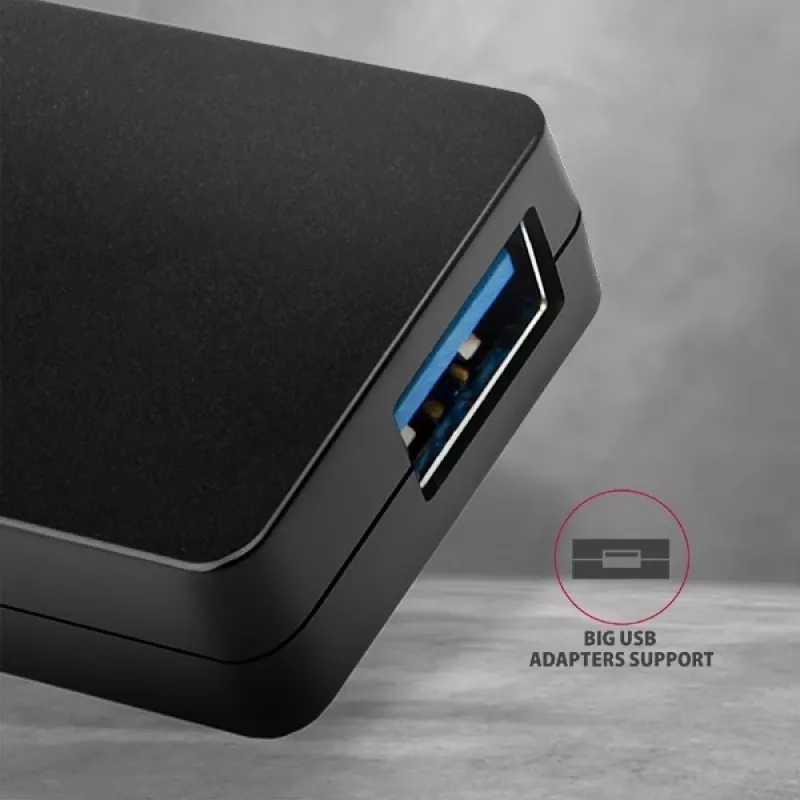 Axagon SuperSpeed USB plāns centrmezgls, USB 3.2 Gen 1 (3.1 Gen 1) Type-A, USB 3.2 Gen 1 (3.1 Gen 1) Type-A, 5000 Mbit/s, melns, plastmasa, 0,14 m