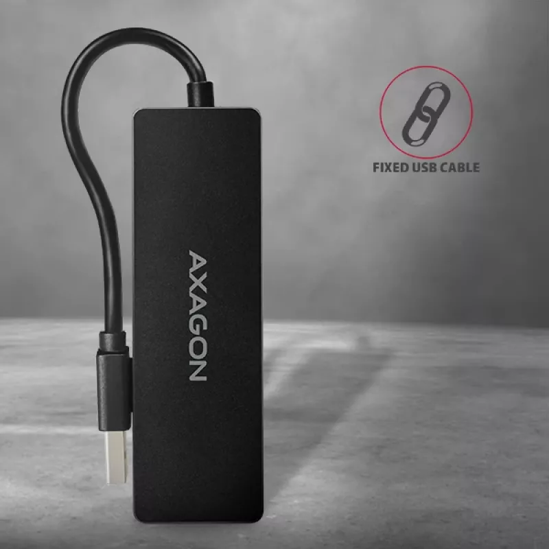 Axagon SuperSpeed USB plāns centrmezgls, USB 3.2 Gen 1 (3.1 Gen 1) Type-A, USB 3.2 Gen 1 (3.1 Gen 1) Type-A, 5000 Mbit/s, melns, plastmasa, 0,14 m