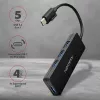 Axagon SuperSpeed USB-C plāns centrmezgls, USB 3.2 Gen 1 (3.1 Gen 1) Type-C, USB 3.2 Gen 1 (3.1 Gen 1) Type-A, 5000 Mbit/s, Melns, Plastmasa, 0,14 m