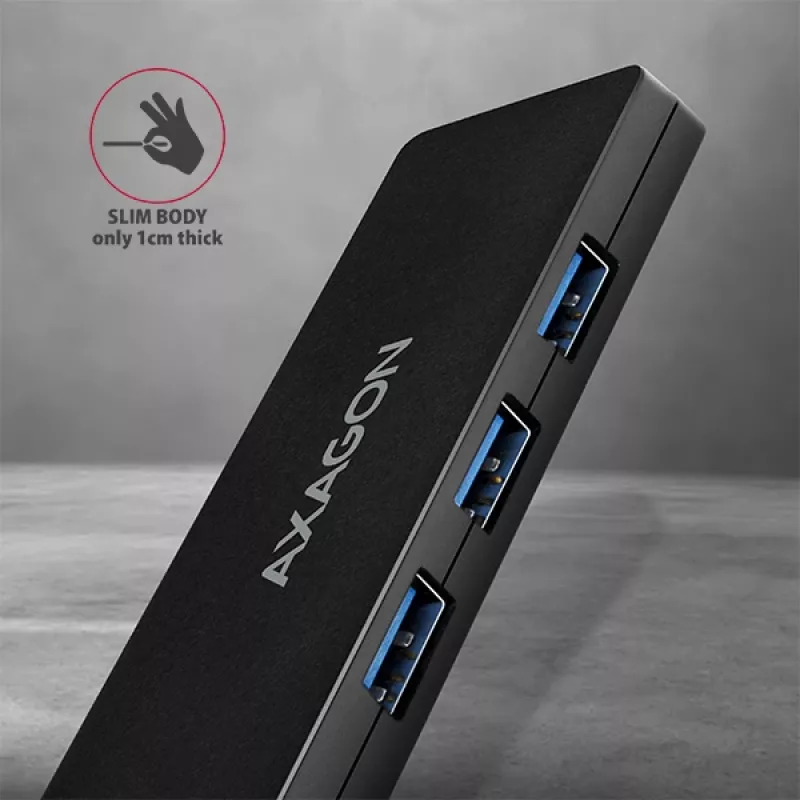 Axagon SuperSpeed USB-C plāns centrmezgls, USB 3.2 Gen 1 (3.1 Gen 1) Type-C, USB 3.2 Gen 1 (3.1 Gen 1) Type-A, 5000 Mbit/s, Melns, Plastmasa, 0,14 m