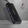 Axagon SuperSpeed USB-C plāns centrmezgls, USB 3.2 Gen 1 (3.1 Gen 1) Type-C, USB 3.2 Gen 1 (3.1 Gen 1) Type-A, 5000 Mbit/s, Melns, Plastmasa, 0,14 m