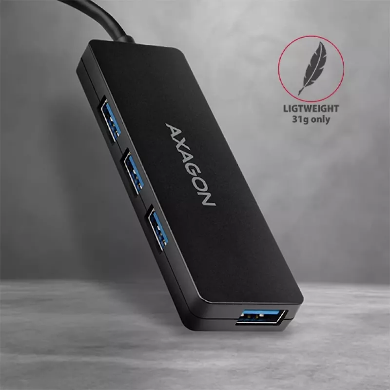 Axagon SuperSpeed USB-C plāns centrmezgls, USB 3.2 Gen 1 (3.1 Gen 1) Type-C, USB 3.2 Gen 1 (3.1 Gen 1) Type-A, 5000 Mbit/s, Melns, Plastmasa, 0,14 m