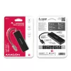 Axagon SuperSpeed USB-C plāns centrmezgls, USB 3.2 Gen 1 (3.1 Gen 1) Type-C, USB 3.2 Gen 1 (3.1 Gen 1) Type-A, 5000 Mbit/s, Melns, Plastmasa, 0,14 m