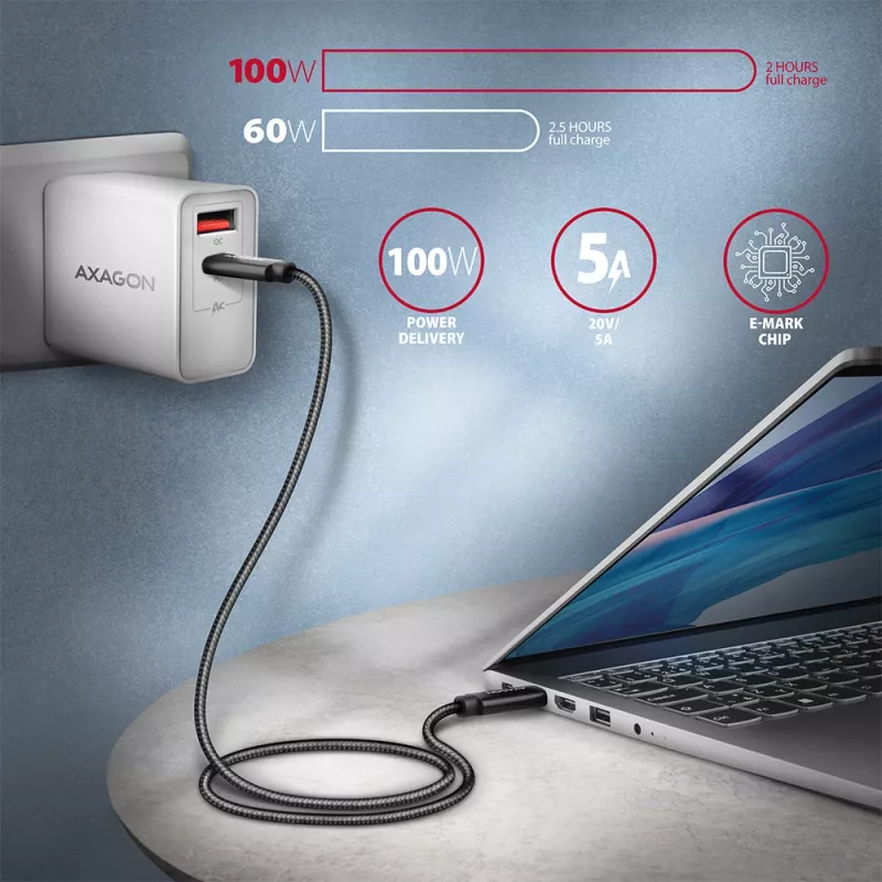 Axagon BUCM432-CM10AB USB kabelis USB4 Gen 3x2 1 m USB C Melns