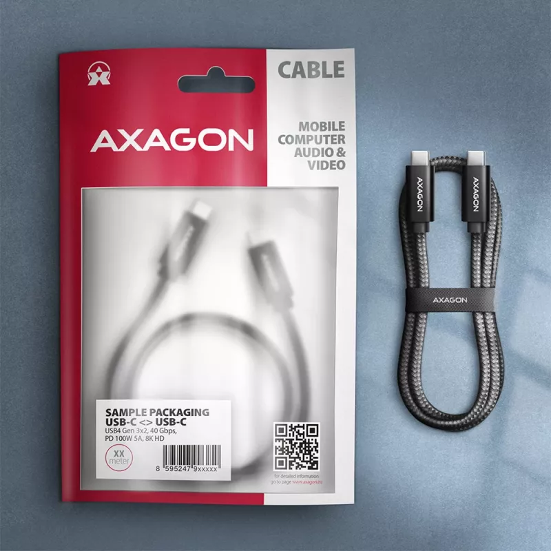 Axagon BUCM432-CM10AB USB kabelis USB4 Gen 3x2 1 m USB C Melns