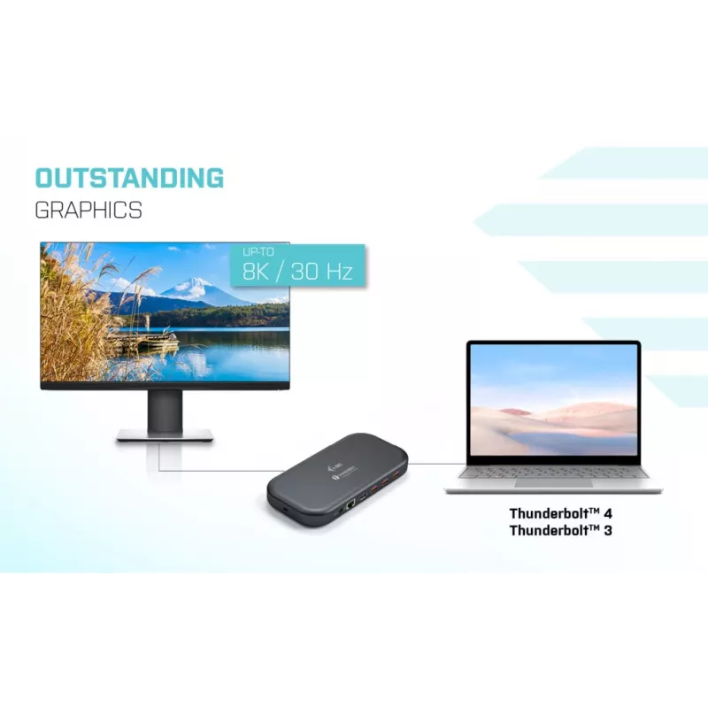 i-tec Thunderbolt 3/USB-C Dual 4K dokstacija + USB-C uz DisplayPort kabelis (1,5 m) + strāvas padeve 60W