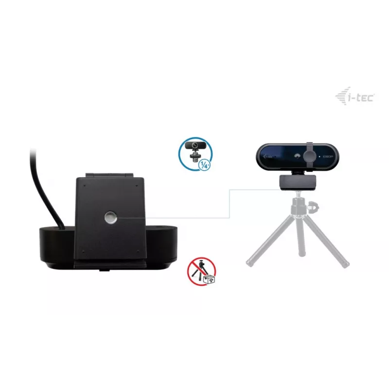 ITEC SOLOMON 100 1080p tīmekļa kamera, 2 MP, Full HD 1920×1080, USB, klipša stiprinājums, melna