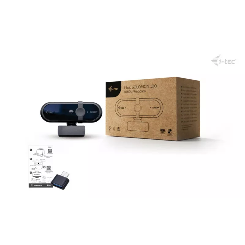 ITEC SOLOMON 100 1080p tīmekļa kamera, 2 MP, Full HD 1920×1080, USB, klipša stiprinājums, melna