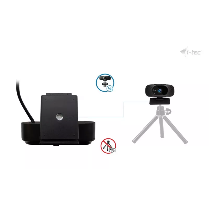 Webcam i-tec SOLOMON 300 4K, USB, 3840×2160, 8.29 MP, klipša stiprinājums, melna