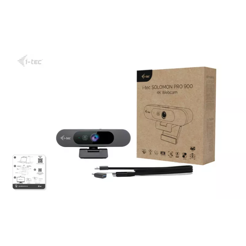 ITEC SOLOMON PRO 900 4K tīmekļa kamera, 3840×2160, 8,29 MP, USB, spailes stiprinājums, melna