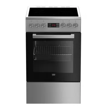 Brīvi stāvoša plīts BEKO FSM57300GX — keramikas plīts virsma ar 4 zonām, elektriskā cepeškrāsns, nerūsējošais tērauds, 50 cm