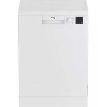 Brīvi stāvoša trauku mazgājamā mašīna BEKO DVN05320W — pilna izmēra 60 cm, 13 galda piederumu komplekti, 49 dB, 5 programmas, E klase