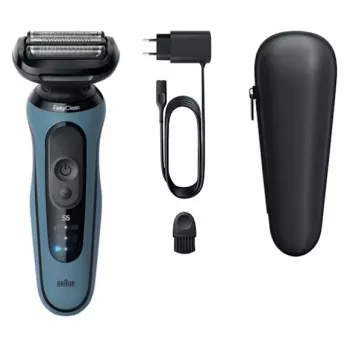 Folijas skuveklis BRAUN Series 5 52-A1000S, zils, Li-Ion uzlādējams, iebūvēts akumulators, pogu vadība, 166×64×51 mm