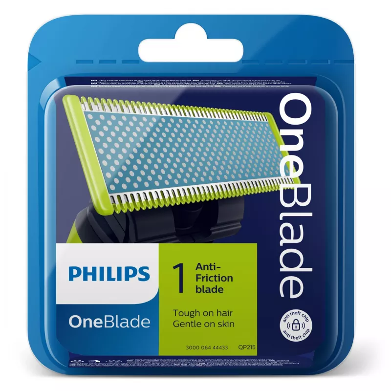 Philips Norelco OneBlade OneBlade QP215/50 Anti-friction, Skūšanās asmens, Daudzkrāsains, 4 mēneši, Philips, Philips OneBlade, 1 gab.