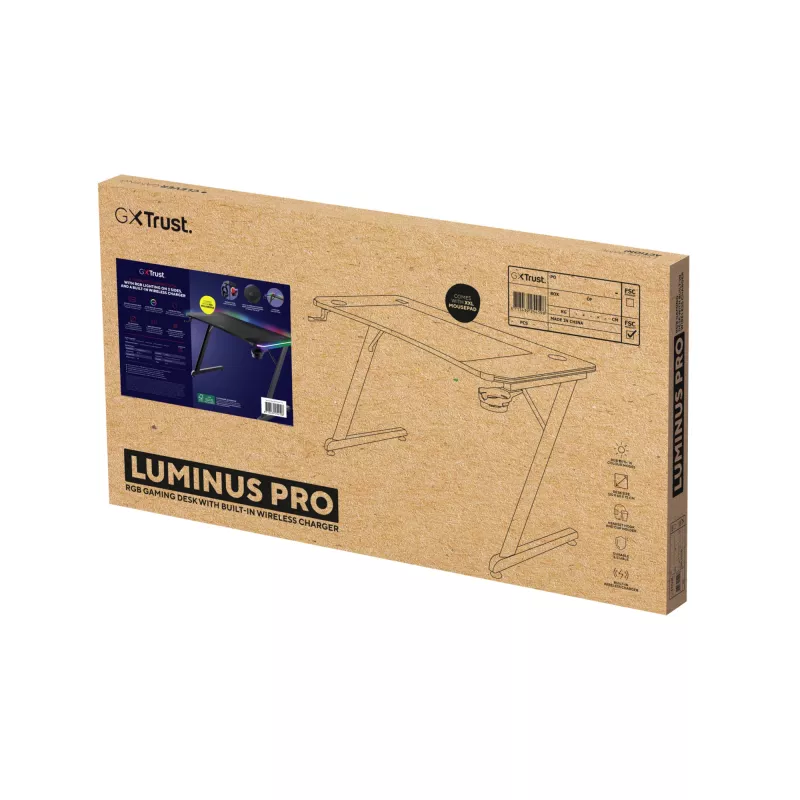 Galds Trust GXT 710 Luminus Pro Melns Taisnstūra ABS/PC 1200x600x740mm
