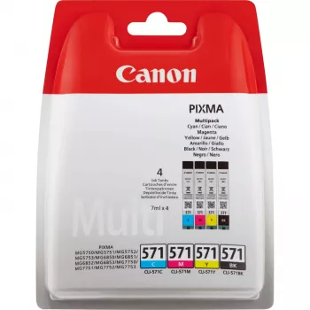 Canon CLI-571 Multipack tintes kasetne 4 gab. Oriģināls Melna, Ciāna, Fuksīna, Dzeltena