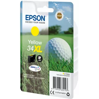 Epson Golf ball Singlepack dzeltena 34XL DURABrite Ultra tinte, augsta (XL) ietilpība, dzeltena, pigmenta tinte, 10,8 ml, 1 gab., 950 lapas