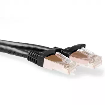 ACT melns 10 metru SFTP CAT6A komutācijas kabelis ar fiksatoru un RJ45 savienotājiem