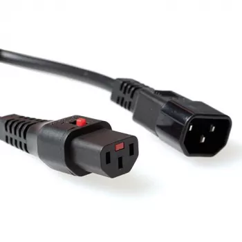 ACT Powercord C13 IEC Lock - C14 melns 1,5 m, PC1003