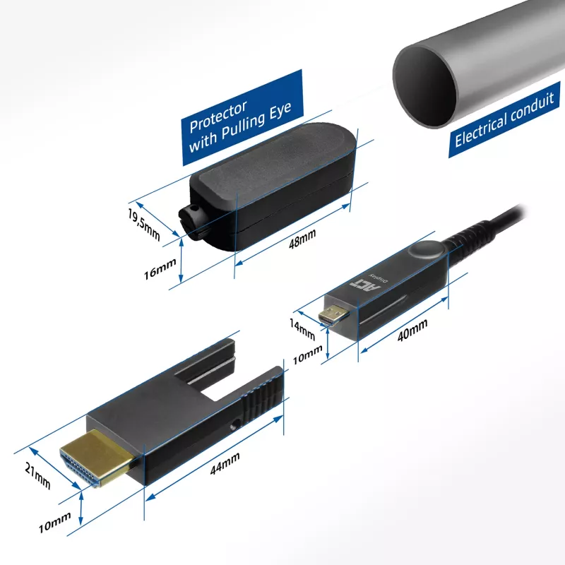 ACT 30 metru HDMI High Speed 4K aktīvais optiskais kabelis ar noņemamu savienotāju v2.0 HDMI-A spraudnis - HDMI-A spraudnis