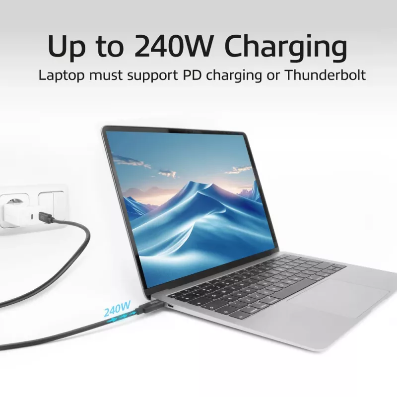 ACT USB4 20Gbps 240W USB Type-C kabelis 2m Melns USB-IF sertificēts
