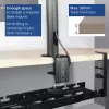 Zem galda novietojams izvelkams kabeļu pārvaldības paliktnis ACT 43–72 cm, stiprinājums ar skavām, tērauds, 728×130×190 mm, 5 kg