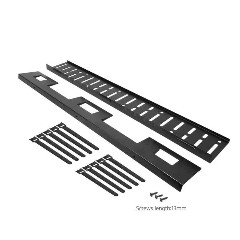 Kabeļu pārvaldības paliktnis zem galda ACT 80 cm — tērauda taisns horizontāls paliktnis 800×140×100 mm