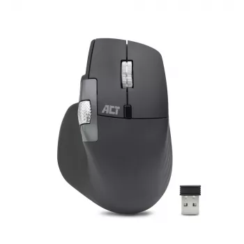 ACT AC5147 bezvadu lāzera pele — labās rokas, RF + Bluetooth, 4800 DPI, 6 pogas, pelēka