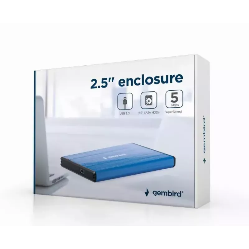 Cietā diska korpuss Gembird EE2-U3S-3-DB zils 2.5 collu