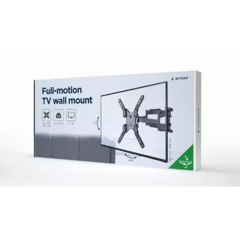 TV sienas stiprinājums Gembird WM-60ST-01 32–60 collu televizoriem, VESA 100x100–400x400, līdz 36,4 kg, noliekšana -2°–10°, attālums no sienas 4,2–45,2 cm, melns
