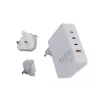 Pārnēsājams 140 W GaN ceļojumu lādētājs Xtorm XVC2140 ar 3 × USB-C PD pieslēgvietām un 2 m USB‑C kabeli, balts