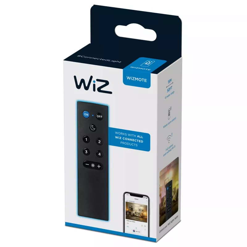 WiZ WiZmote Remote Control Wireless Wi-Fi Melns