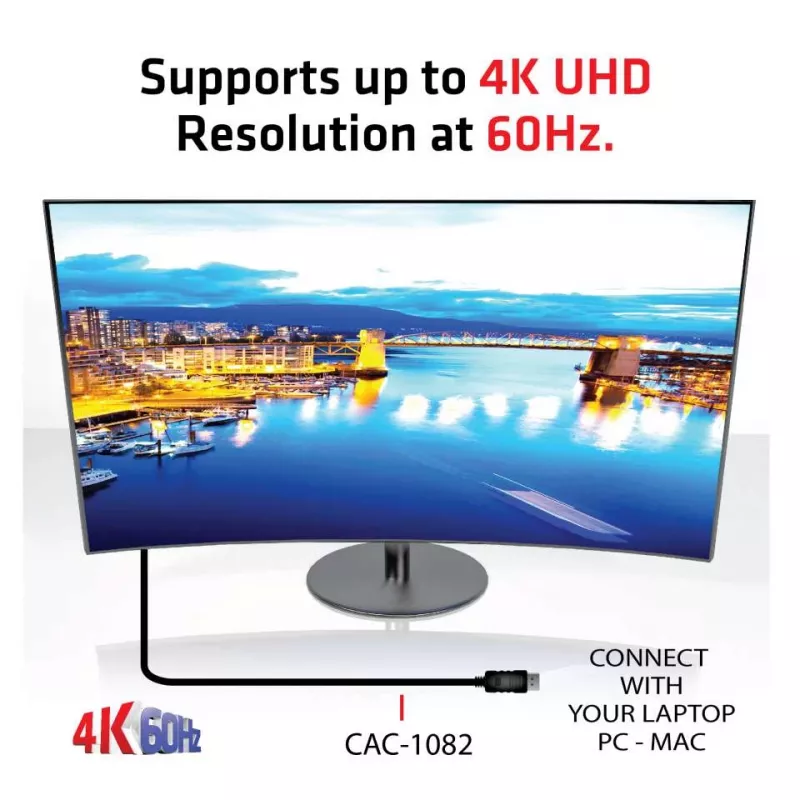 CLUB3D DisplayPort 1.4 uz HDMI 2.0b HDR kabelis, vīrišķais/vīrišķais, 2 m / 6,56 pēdas