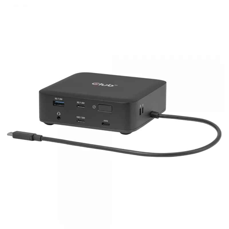 USB-C Quad DisplayLink dokstacija CLUB 3D CSV-2542 — 2× DisplayPort 8K60Hz, 2× HDMI 4K60Hz, PD 100W, 2.5G Ethernet