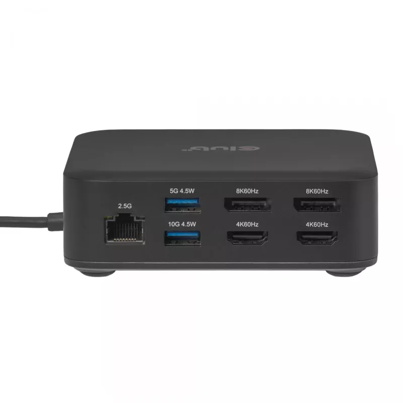 USB-C Quad DisplayLink dokstacija CLUB 3D CSV-2542 — 2× DisplayPort 8K60Hz, 2× HDMI 4K60Hz, PD 100W, 2.5G Ethernet