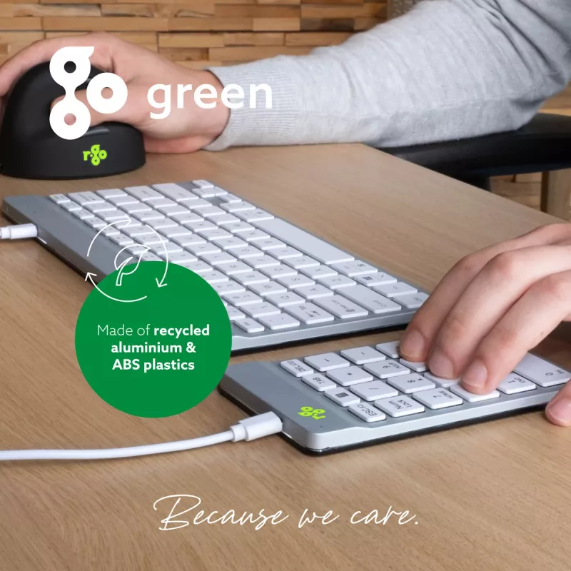 R-Go Tools cipartastatūra R-Go Numpad Break, ergonomiska cipartastatūra ar pārtraukuma programmatūru, vadu, balta