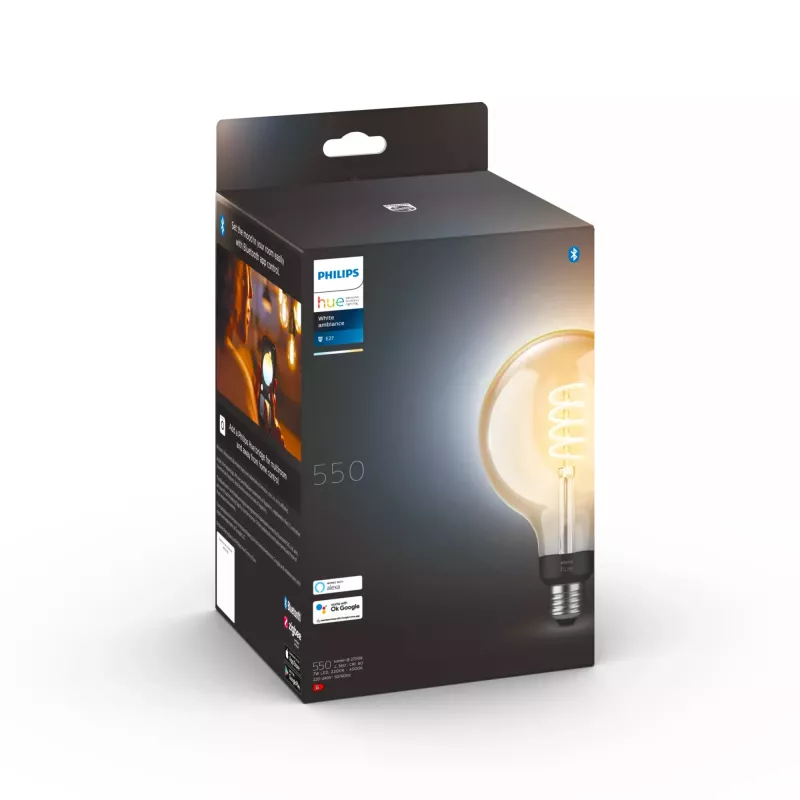 Viedā spuldze Philips G125 E27 Filament Globe, 7 W, Bluetooth/Zigbee, 125×192 mm