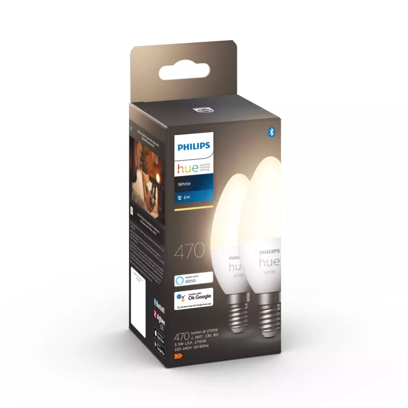 Viedā spuldze Philips Hue balta Candle E14 Bluetooth Zigbee 2 gab.