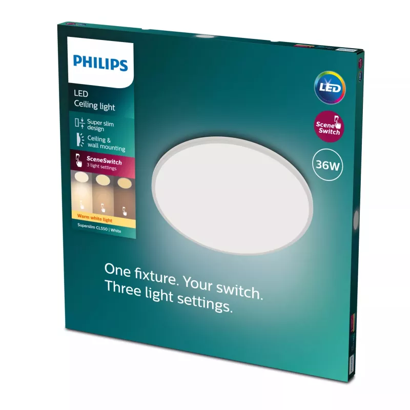 Griestu gaismeklis Philips Functional Super plāns 36 W LED balts apaļš