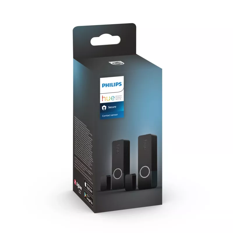 Philips Secure kontakta sensors, Bezvadu, ZigBee, Melns, Durvis/Logs, Līmlente/Skrūve, III