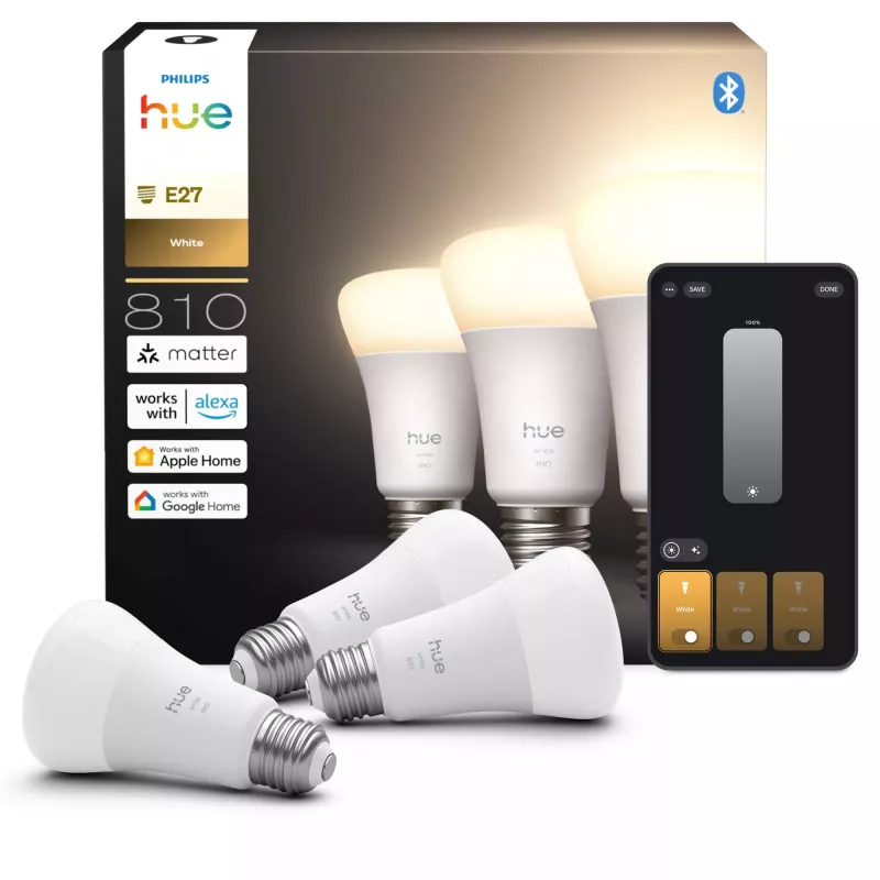 Philips A60 – E27 viedā spuldze – 810, Bluetooth/Zigbee, LED, E27, A19, Maigi balta, 2700 K