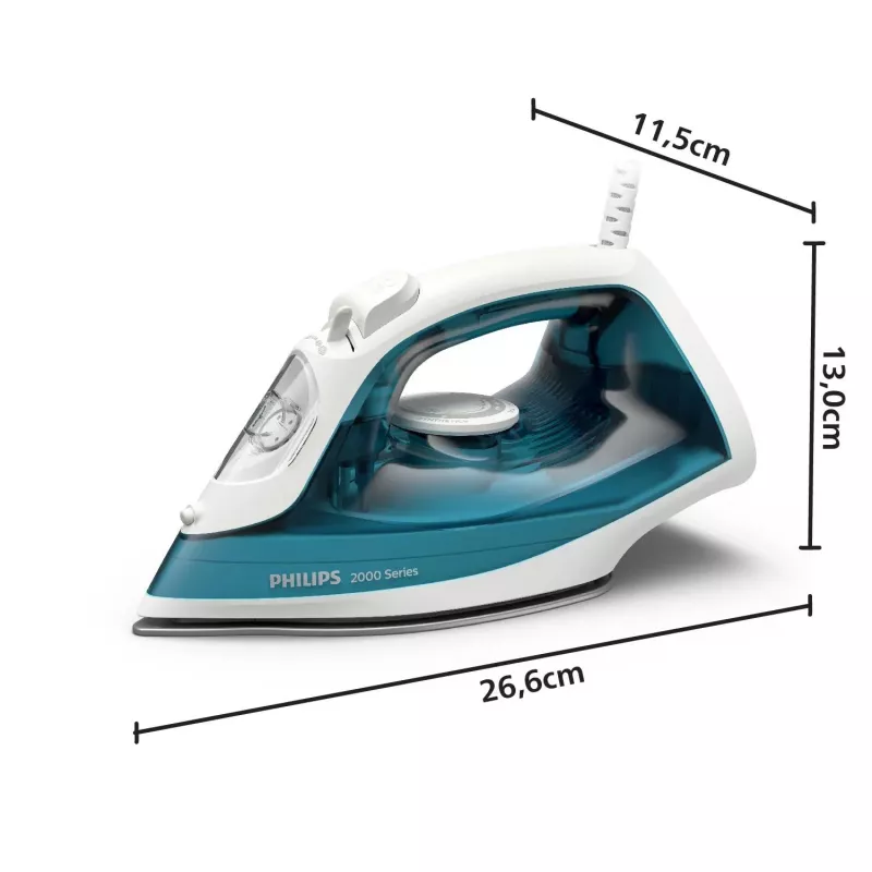 Tvaika gludeklis Philips DST2010/90 — 2000 W, 0,25 L ūdens tvertne, nepiedegoša zole, 1,9 m vads