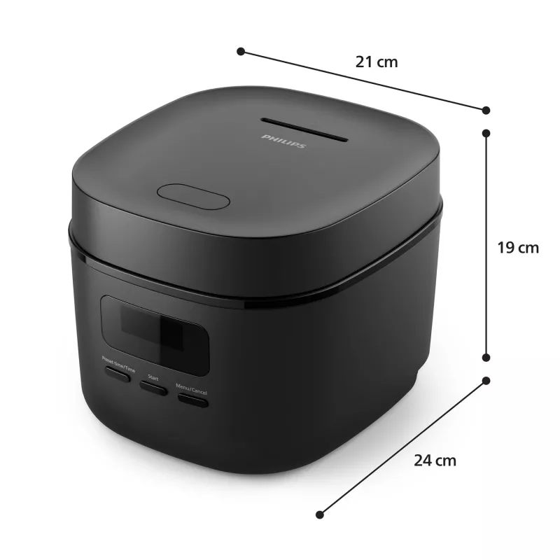 Rīsu vārītājs Philips 3000 sērija HD3080/80, 0,54 L, 400 W, melns, pogu vadība
