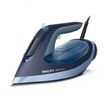 Tvaika gludeklis Philips 6000 series DST6120/20 — 2600 W, SteamGlide Plus zole, 190 g/min tvaika trieciens, 0,3 l ūdens tvertne, 1,5 kg, Zils