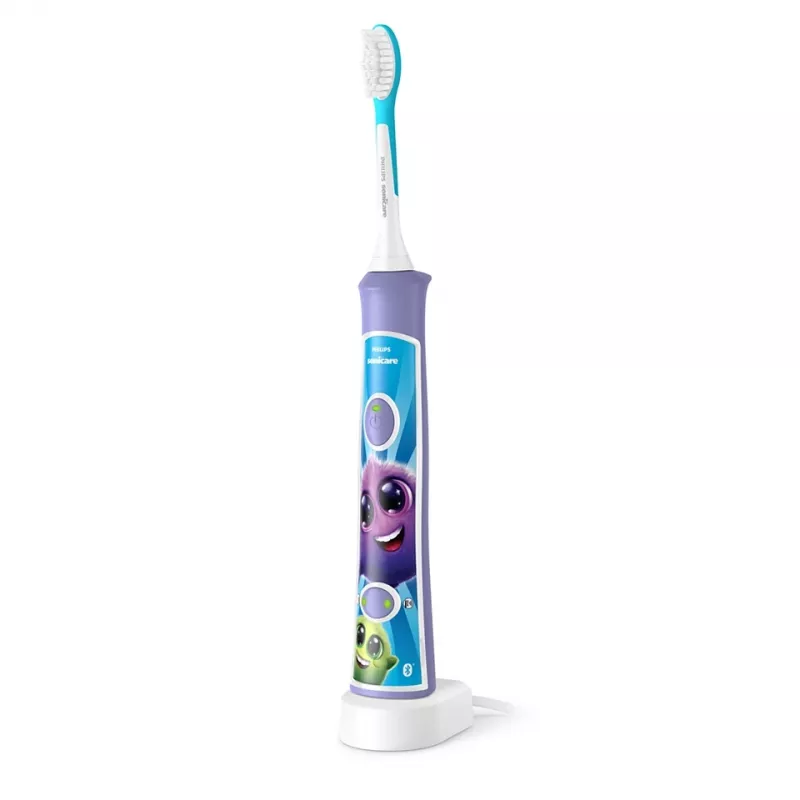 Sonic elektriskā zobu birste Philips Sonicare For Kids HX6322/12 — iebūvēts litija jonu akumulators, 1 rokturis, 2 birstes galviņas, ikdienas kopšanas režīms