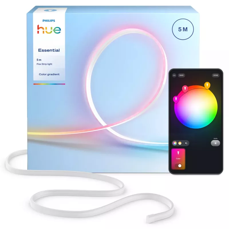 Philips Hue Essential Flex 5 m viedā LED lente, Bluetooth/Zigbee, daudzkrāsu, 19 W