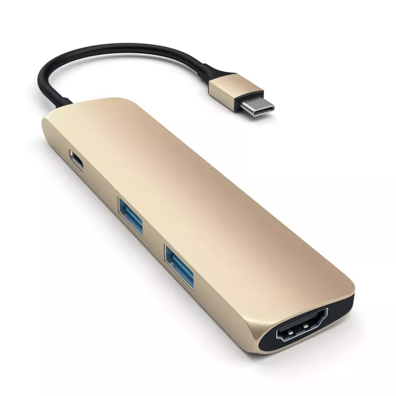 Klēpjdatora dokstacija Satechi ST-CMAG USB 3.2 Gen 1 Type-C zelta krāsā