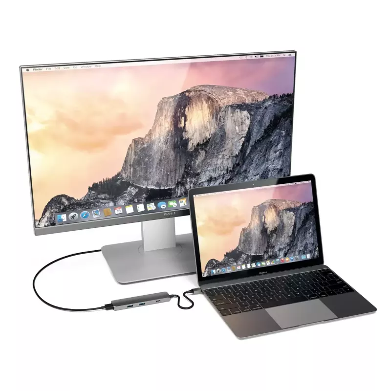 Satechi ST-CMAM portatīvā doka/portu replikators USB 3.2 Gen 1 Type-C, HDMI, USB-A, USB-C, pelēks, alumīnijs